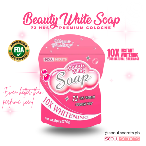 BEAUTY WHITE 10X WHITENING SOAP 72HRS PREMIUM COLOGNE SOAP 5PCS X 70G