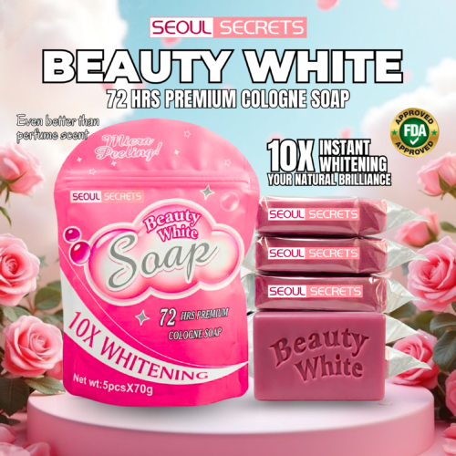 BEAUTY WHITE 10X WHITENING SOAP 72HRS PREMIUM COLOGNE SOAP 5PCS X 70G