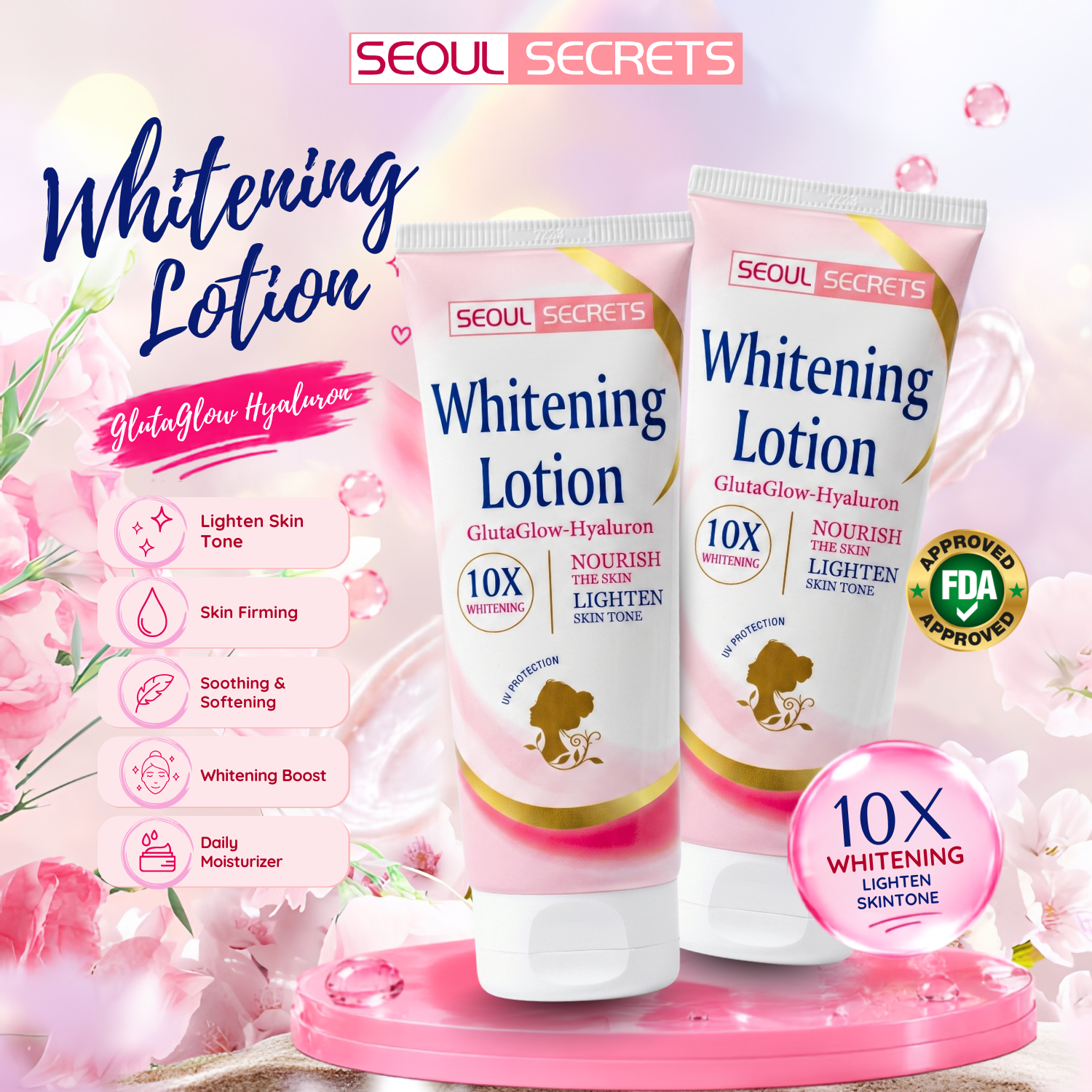 10X GLUTA-GLOW WHITENING LOTION 200ML